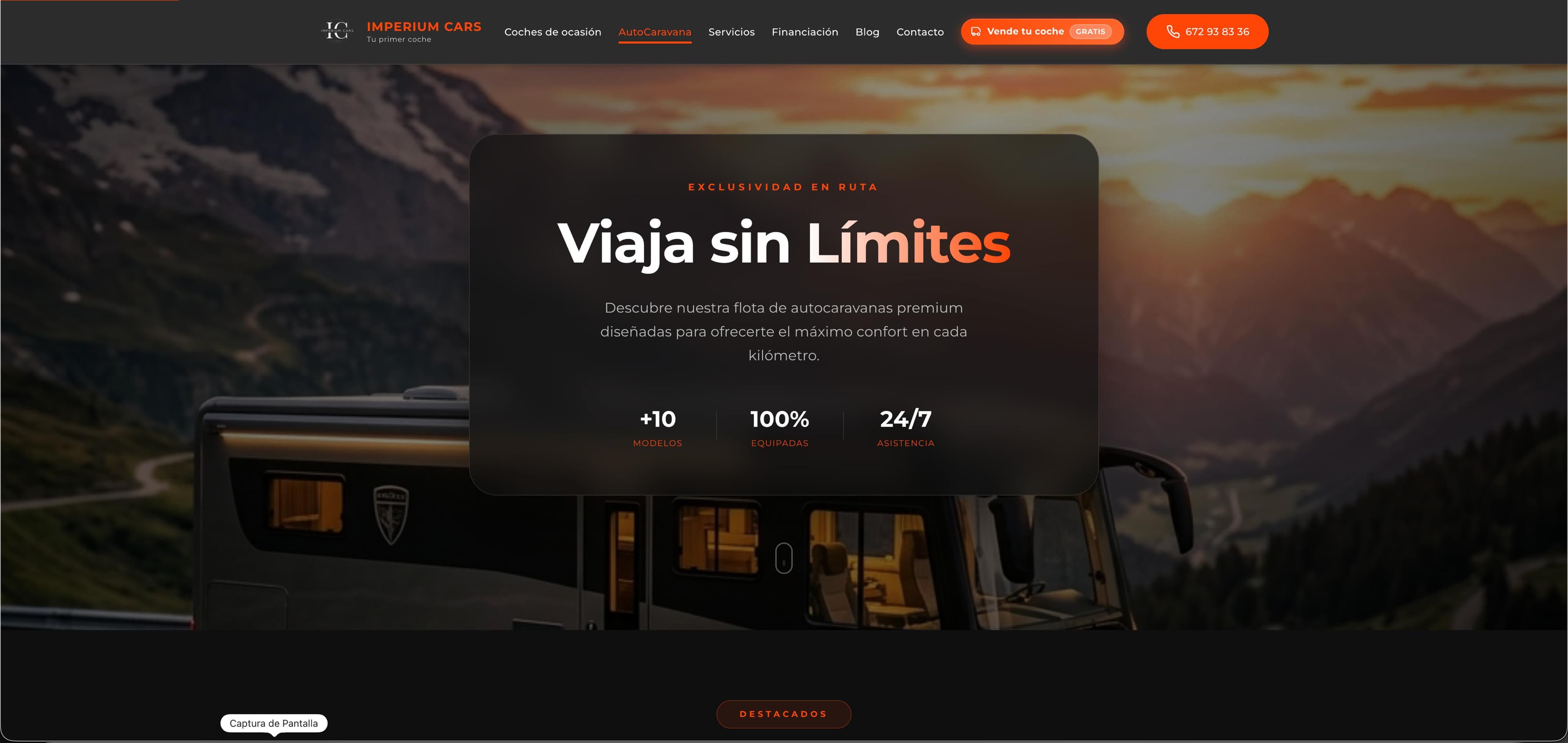 Diseño web para alquiler - Imperium Autocaravana - iatualcance